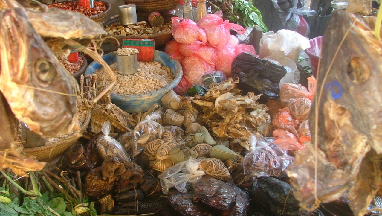Markt in buitenwijk van Lagos