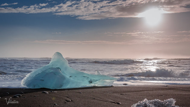 Het strand van Jökulsárlón