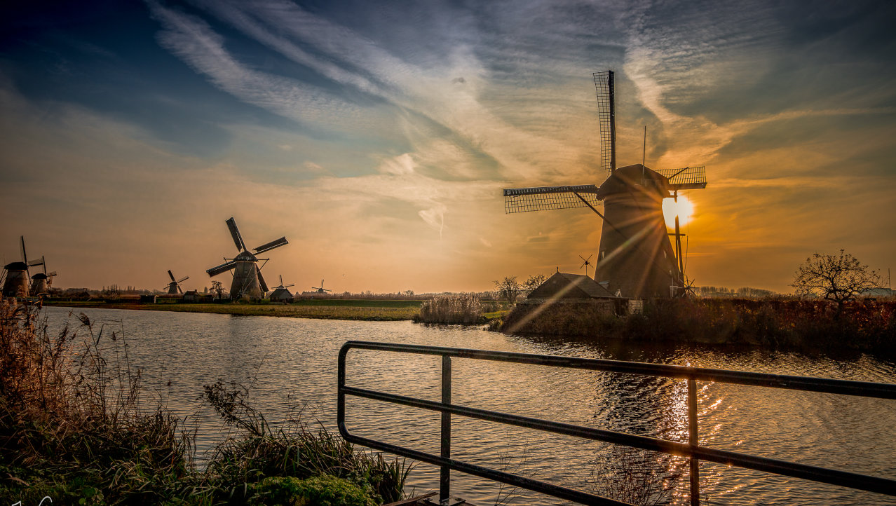 The Sunset and Windmills