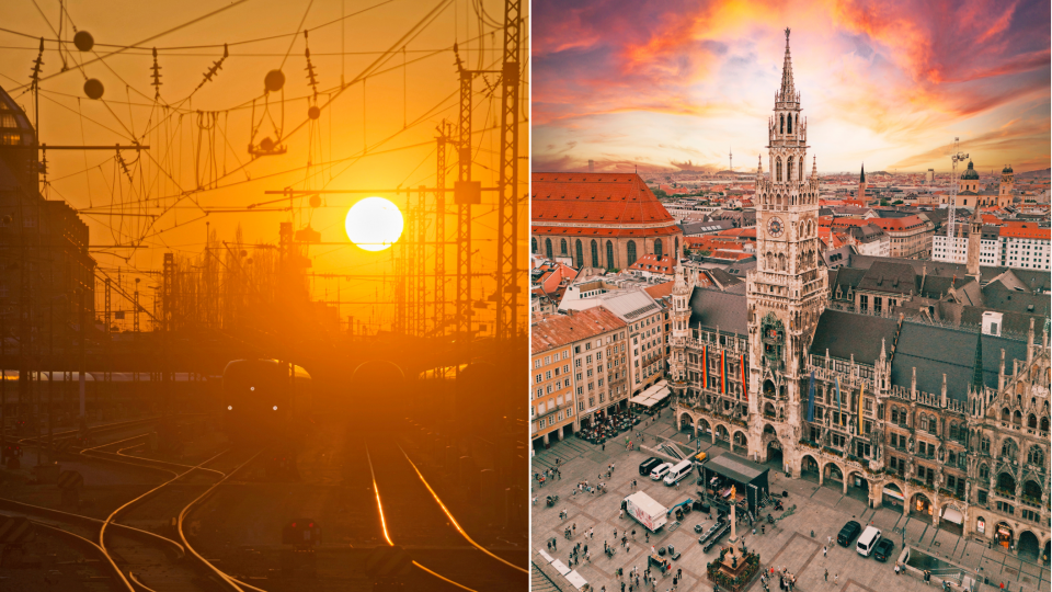 Station in München en de Neue Rathaus aan Marienplatz in München. - Stedentrip met de trein. Foto's: Getty Images