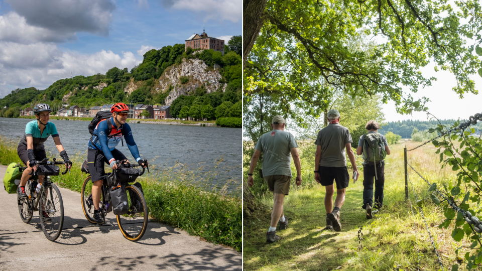 Maasfietsroute van Luik naar Hoei. Foto: H.Angerer | Le Sentier GR des Abbayes Trappistes de Wallonie. Foto: Olivier Legardien