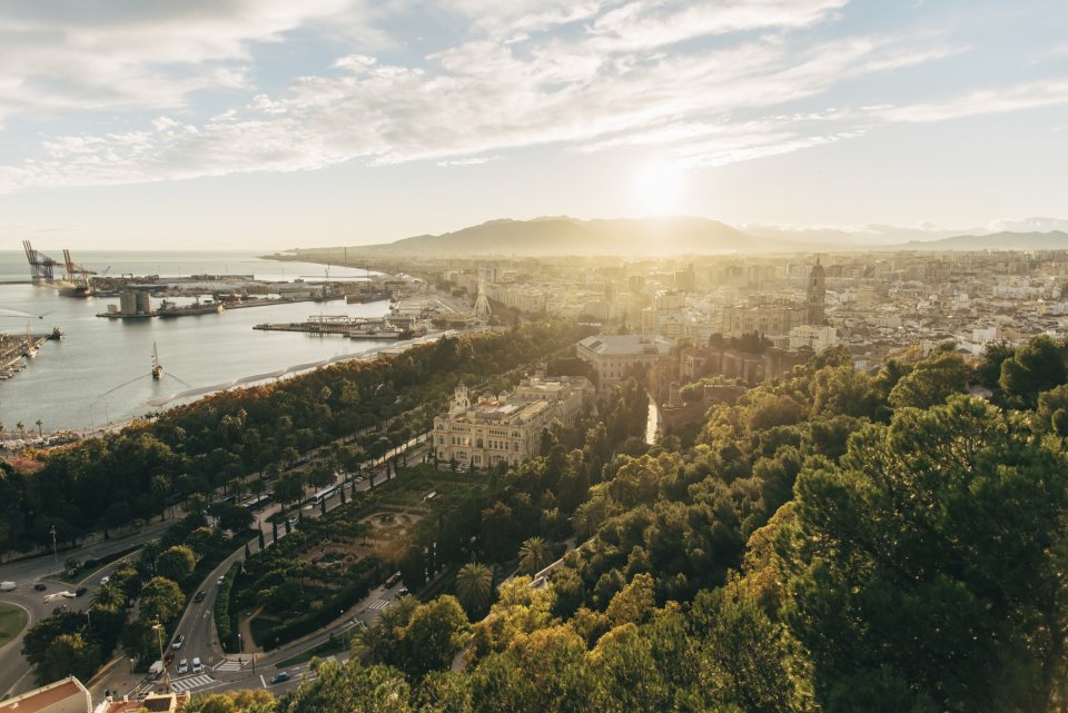 De skyline van Málaga