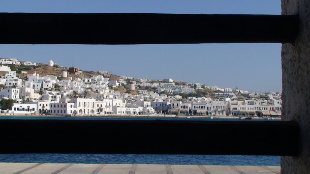 Uitzicht op de boulevard van Mykonos