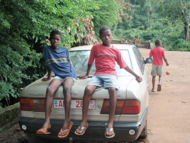 Kinderen op een auto