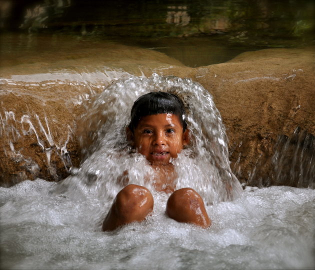 Kid in Waterfall