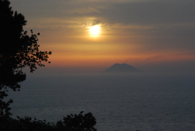 sunset over the stromboli