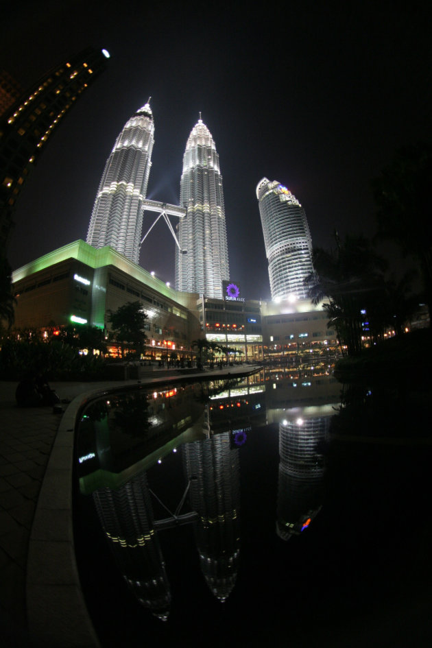 Petronas Towers, seen through fisheye