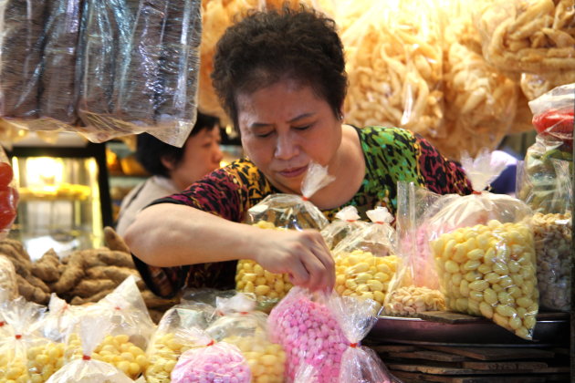 Verkoopster in ChinaTown, Bangkok