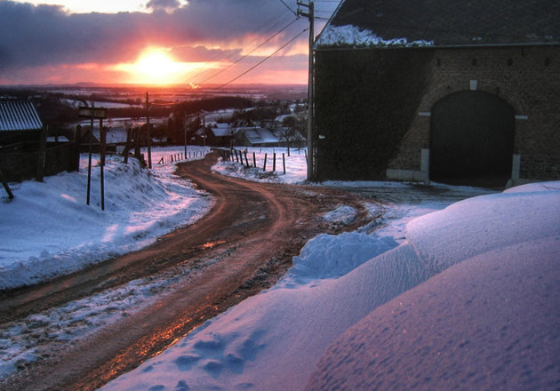 Zonsondergang in het land van Herve