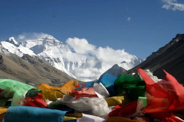 Mount Everest en gebedsvlaggen