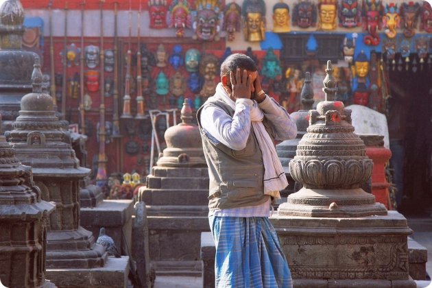 Swayambunath ochtendritueel