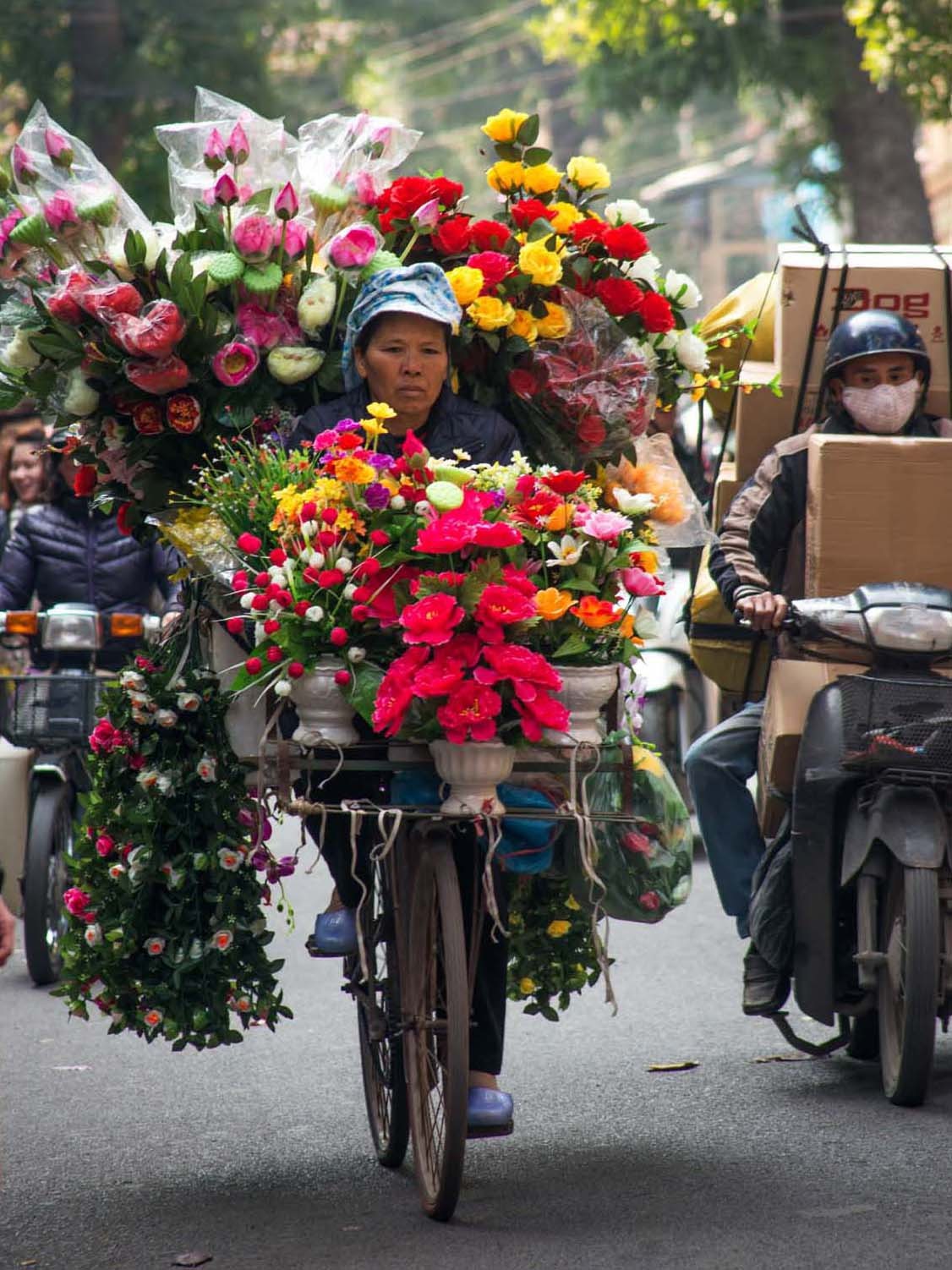 Rustiek Monarchie Christus Bloemen verkoopster op haar fiets in Hanoi | Columbus Travel