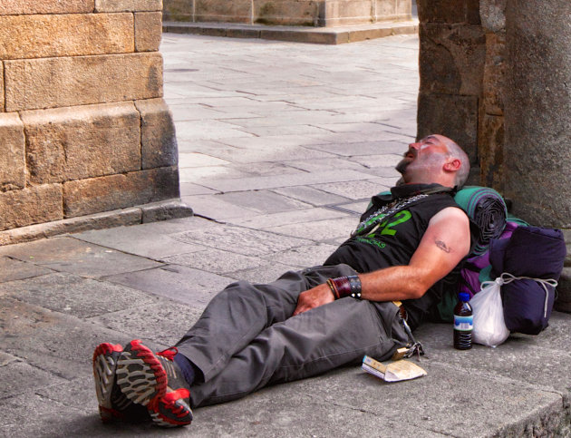 Tukje doen na een inspannende wandeling naar Santiago de Compostella