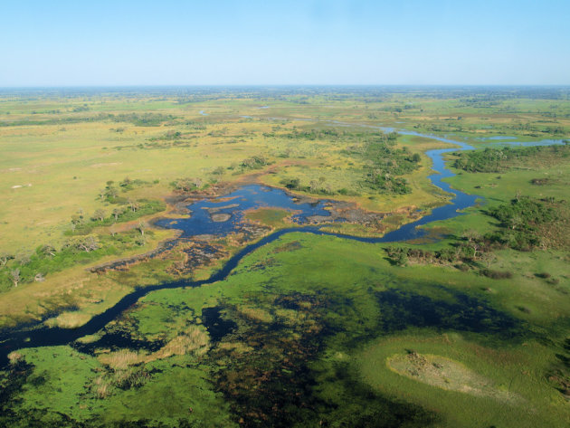 Okavango delta vanuit de lucht