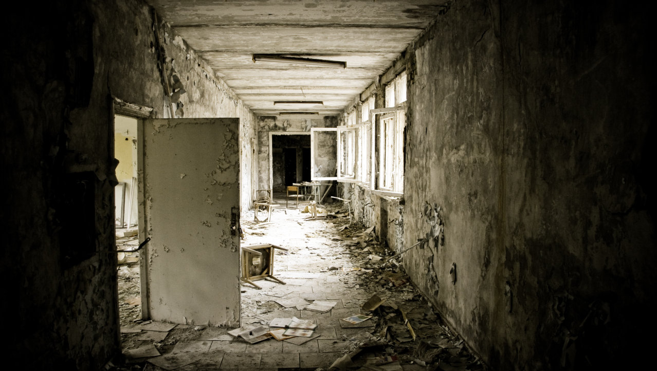 De verlaten stad Pripyat (Tsjernobyl)