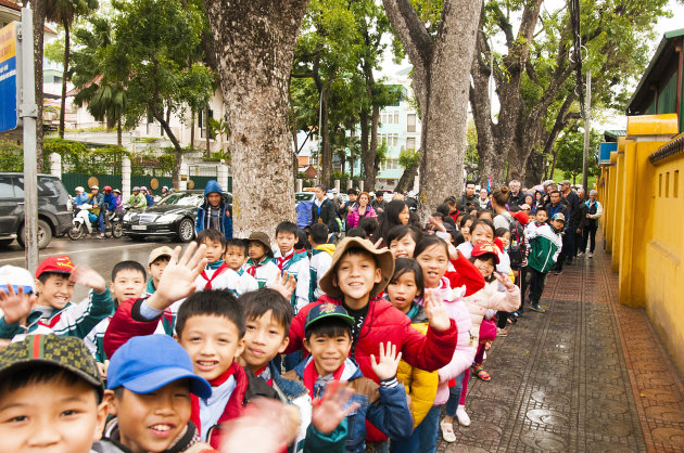 in de rij voor Ho Chi Minh