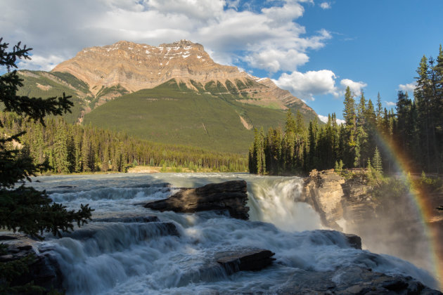 Athabasca falls met regenboog