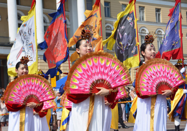 Koreaanse danseressen in Helsinki