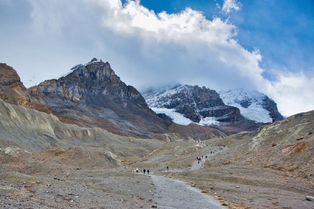 Op weg naar de Athabasca Glacier