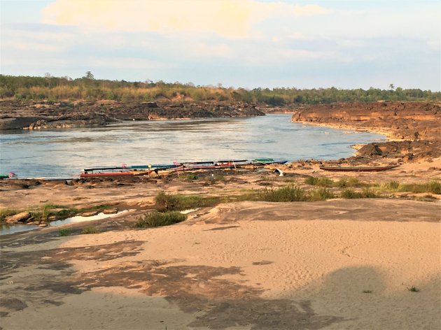 Laagwater in de Mekong.