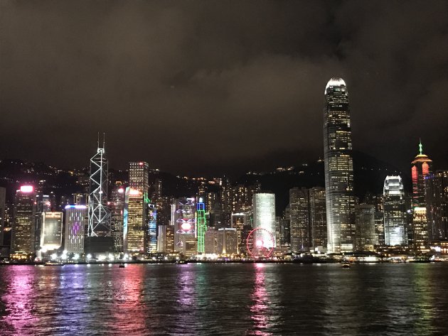 De skyline van Hongkong