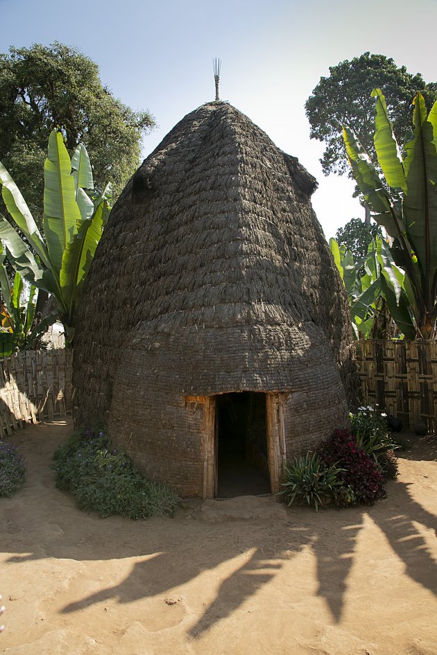 Dorze hut waarin de koffieceremonie plaats vond