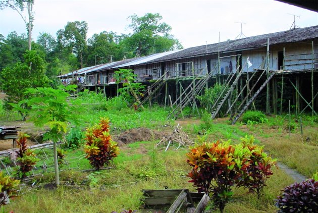 Inheems dorp in Sarawak.