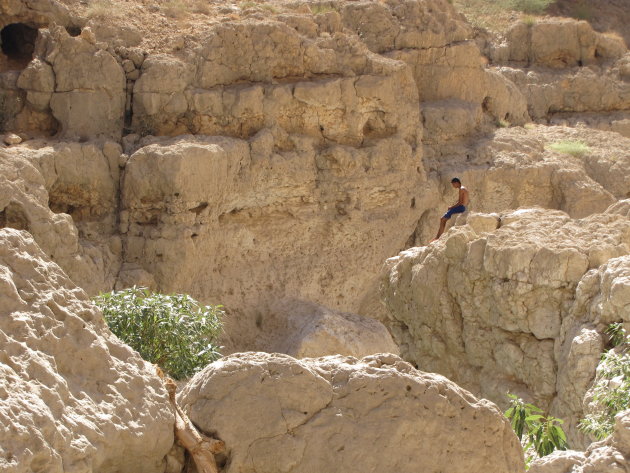 lekker zwemmen in Wadi Shab