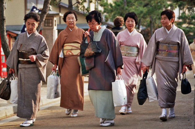 Japanse vrouwen in Miyajima