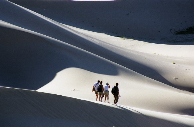 Stappen in Gobi woestijn