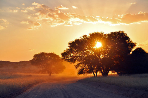 Zonsondergang in Kgalagadi 