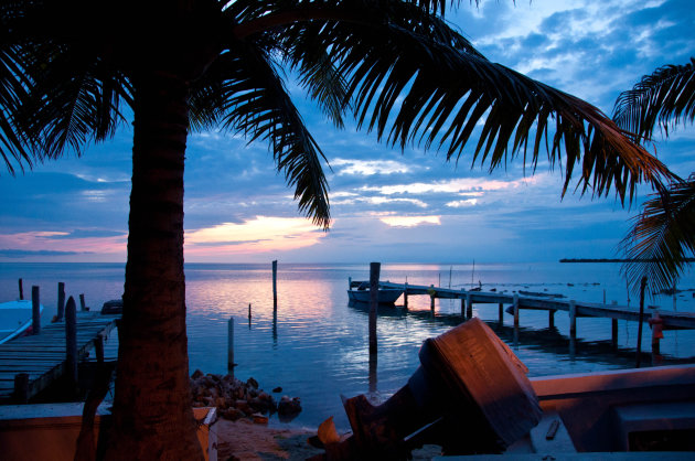 Zonsondergang op Caye Caulker in Belize