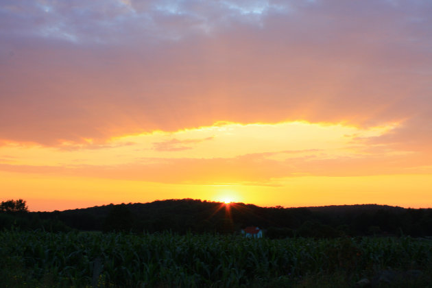 zonsondergang bij Ballingslöv, Zweden