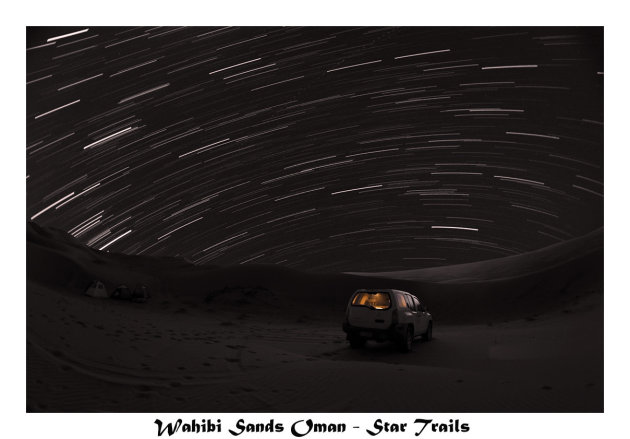 Startrails in Wahibi Sands, Oman