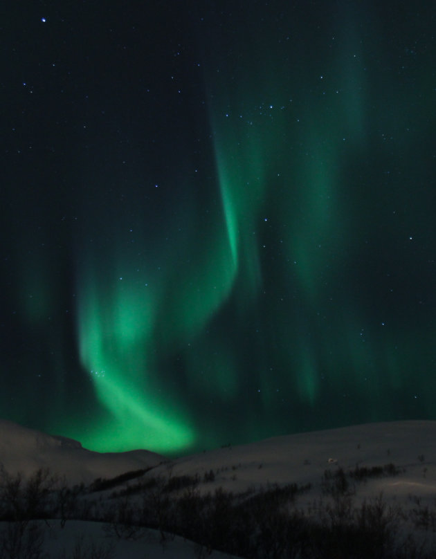 Noorderlicht bij Tromsø in Noord Noorwegen.