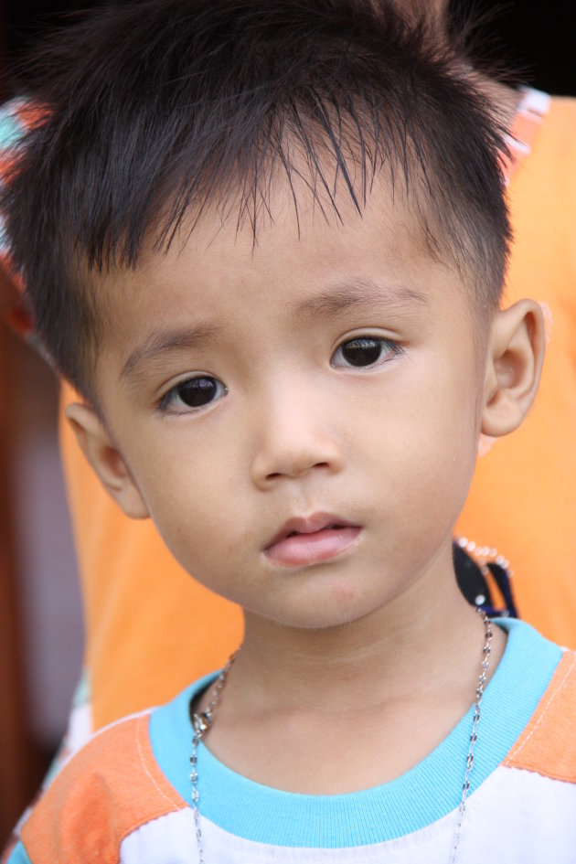 Portret van een kind in de Mekong Delta in Vietnam