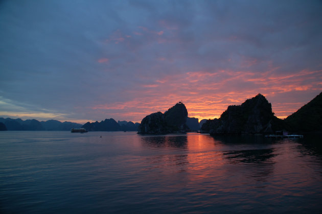 Sunset over Halong Bay