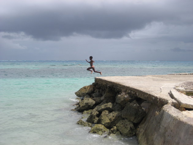 San Andres, niet bang om het water in te springen.