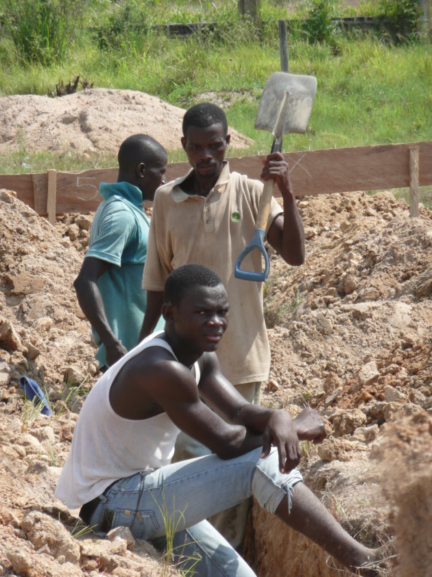 Bouwvakkers in Ghana