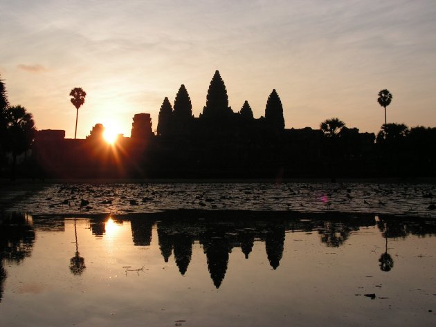 Het mooiste moment van de dag bij Angkor Wat.