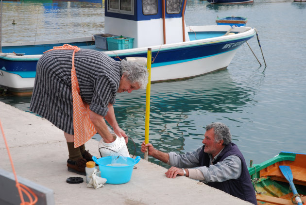 aan het werk in de haven