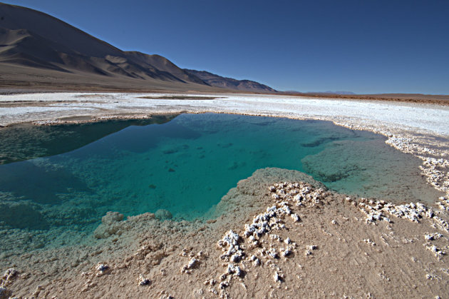 Ojos del Mar in het Salar de Tolar Grande