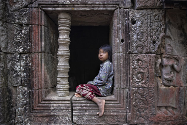 Meisje in Ta Prohm