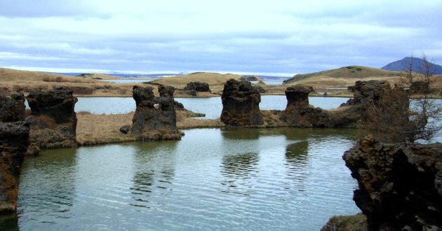 Uitzicht op deel Myvatn meer