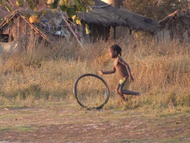 Helemaal gelukkig met een fietsband