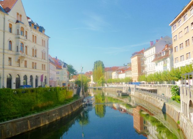 Rivier Ljubljanica door Ljubljana