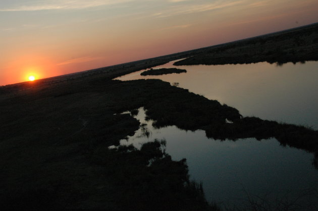 Zonsondergang bij Rundu