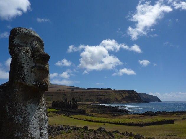 Uitzicht over Ahu Tongariki