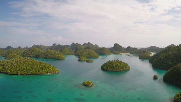 Drone-shot Pulua Wayag Kayak expeditie