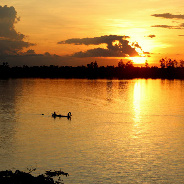 Rust aan de Mekong rivier